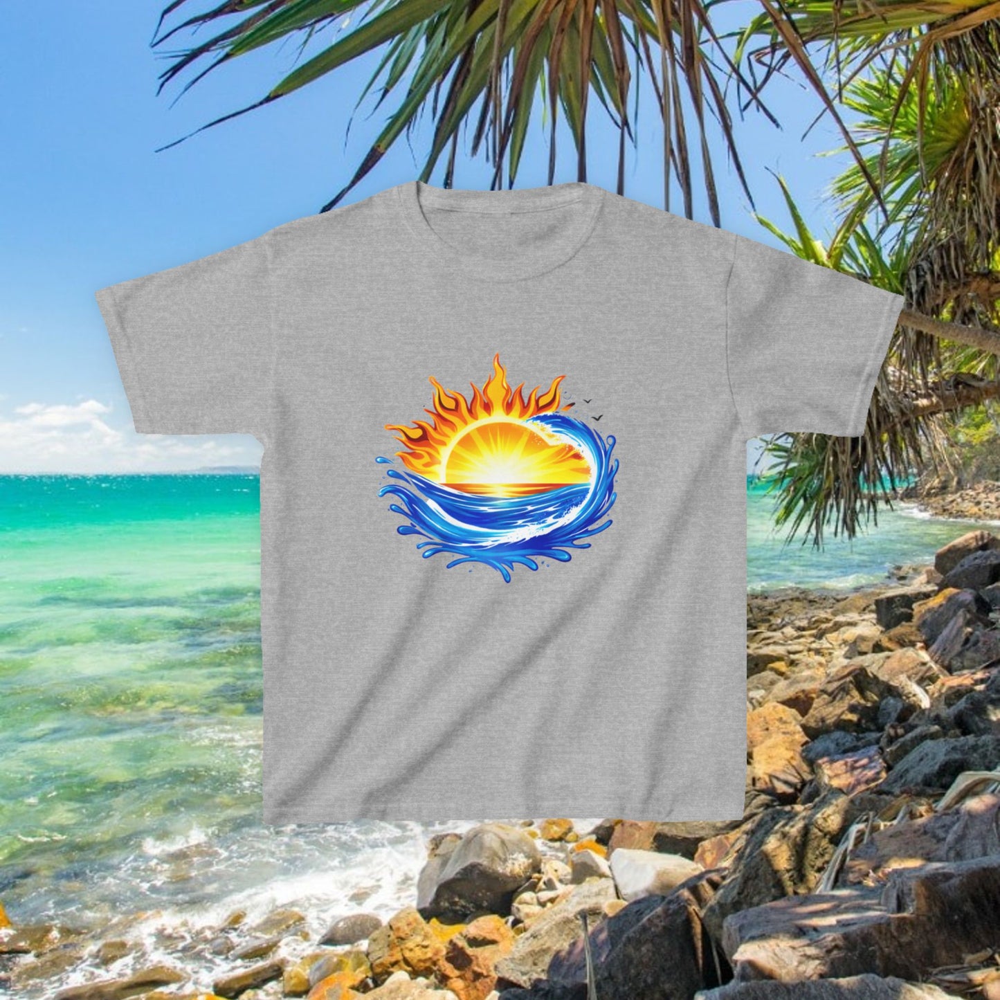 Bad Lad Australia Beach Bum Kids Unisex Tee - Fun, Aussie Pride Kids T-Shirt, featuring a Vibrant and Colourful Summer design