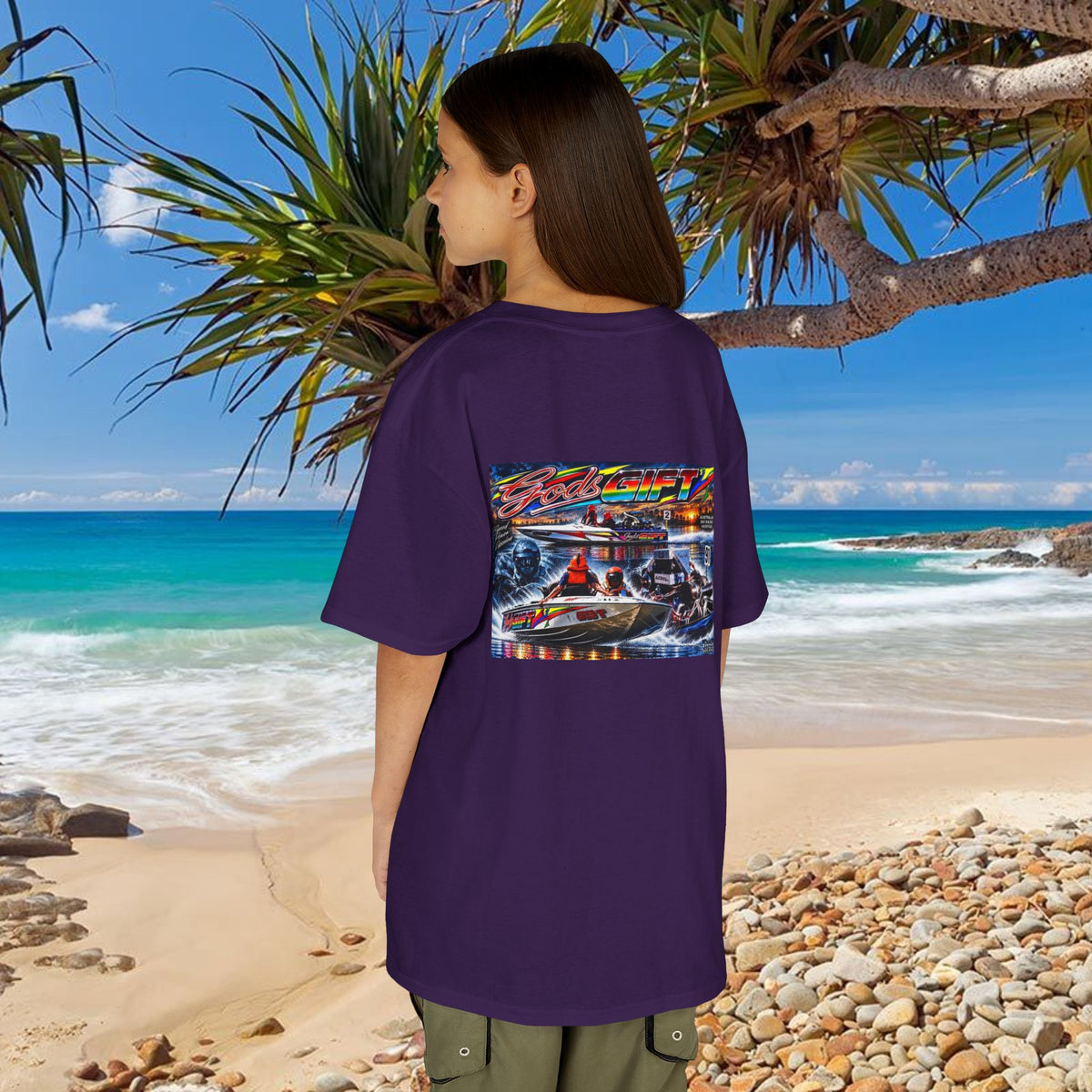 Unisex Gods Gift Kids Tribute Tshirt Reverse Print - design is colourful and bright with some old school cool from Bad Lad Oz  A great unisex idea