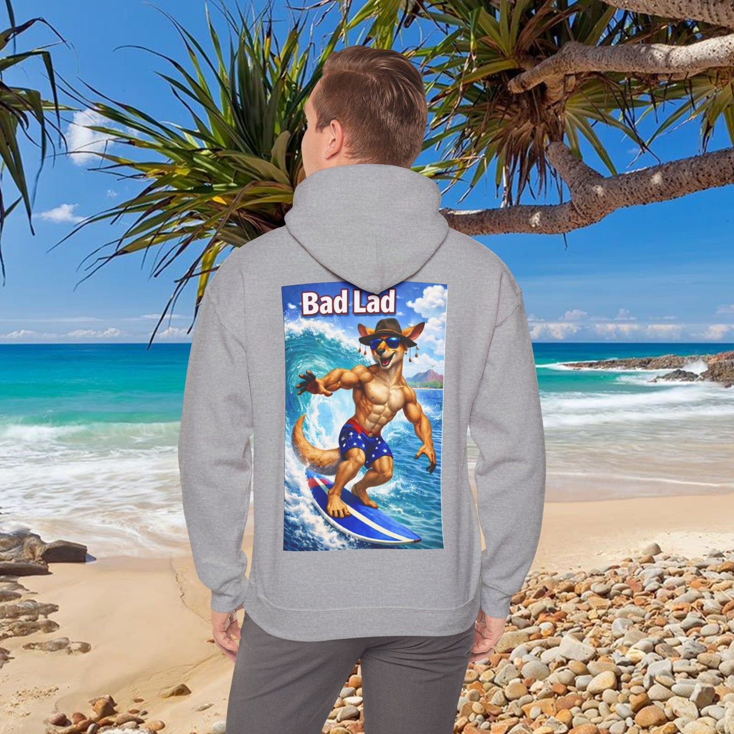 Bad Lad Oz Surfing Kangaroo Unisex Hoodie