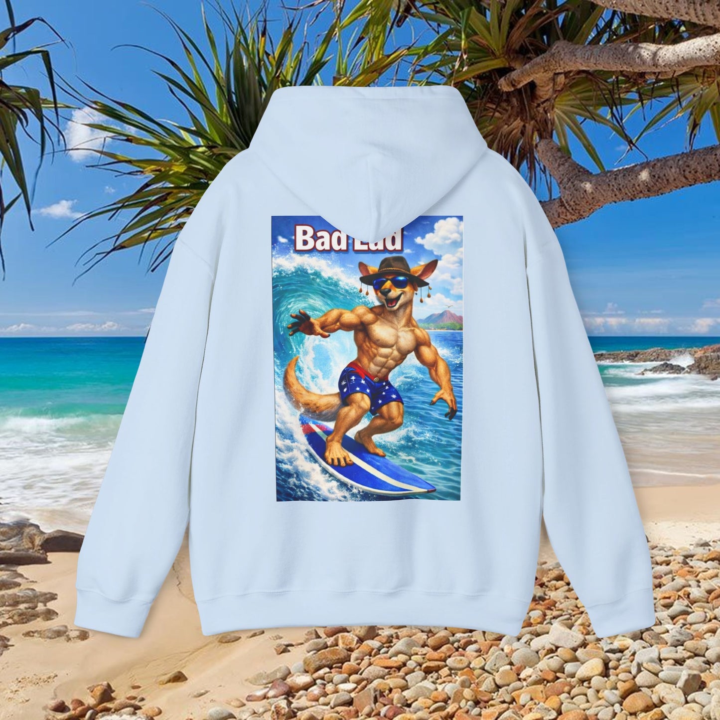 Bad Lad Oz Surfing Kangaroo Unisex Hoodie