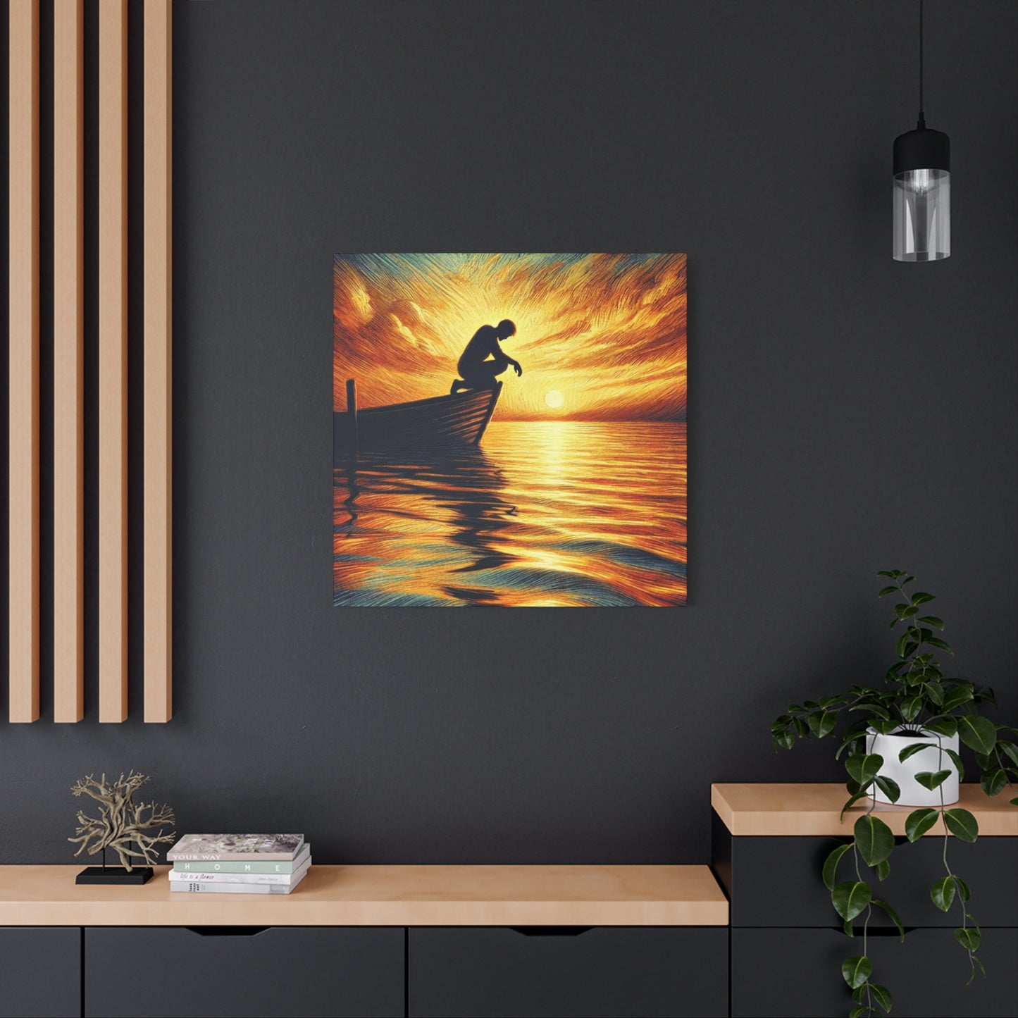 Hand Painted Canvas Wall Art Print - On The Lake