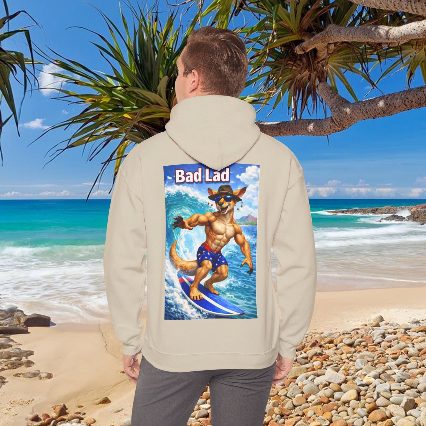 Bad Lad Oz Surfing Kangaroo Unisex Hoodie