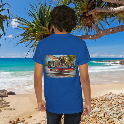 STINGA Australian Water Ski Racing Tribute T-shirt celebrating the incredible success of the Connelly known as a LEGEND in ski racing