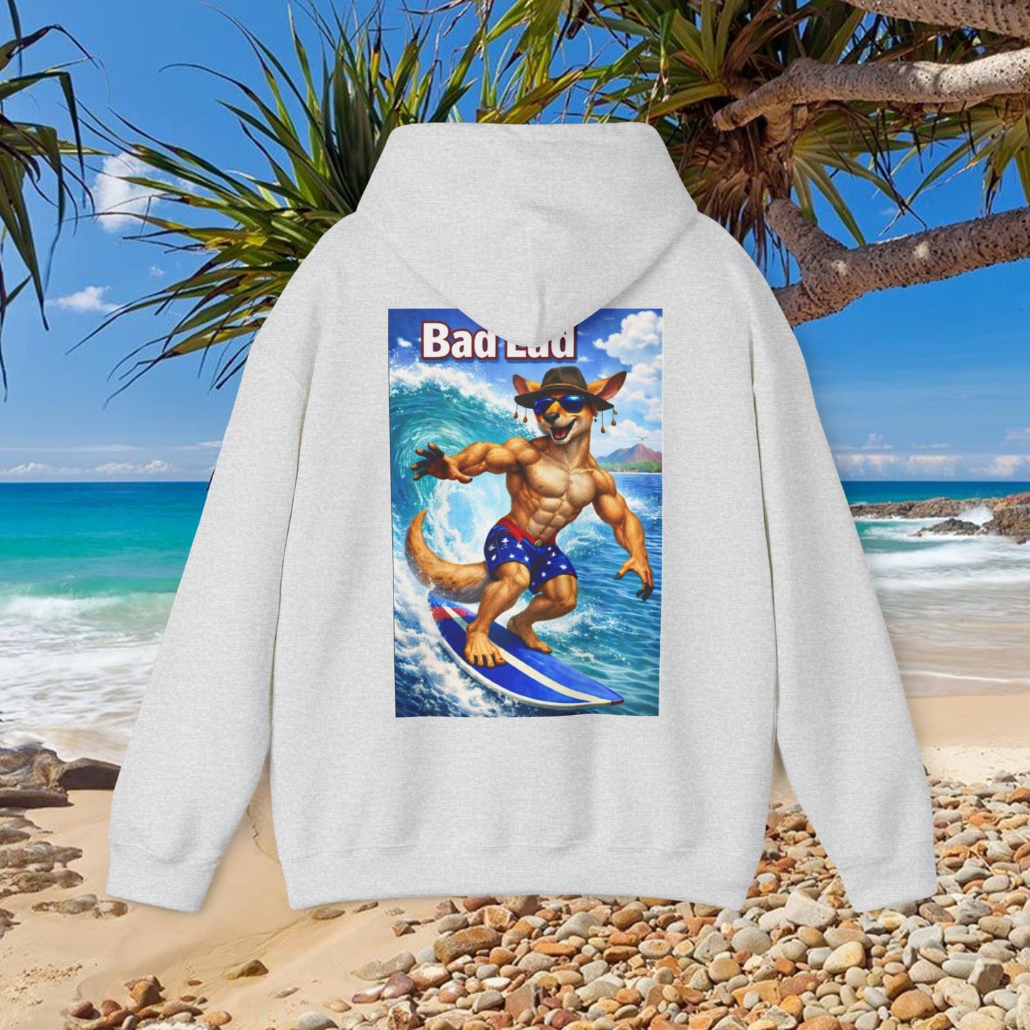 Bad Lad Oz Surfing Kangaroo Unisex Hoodie