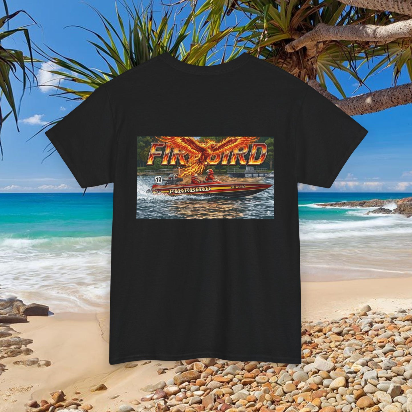 FIREBIRD Australian Water Ski Racing Tribute T-shirt celebrating a favourite of the sport globally for multiple decades and Championships