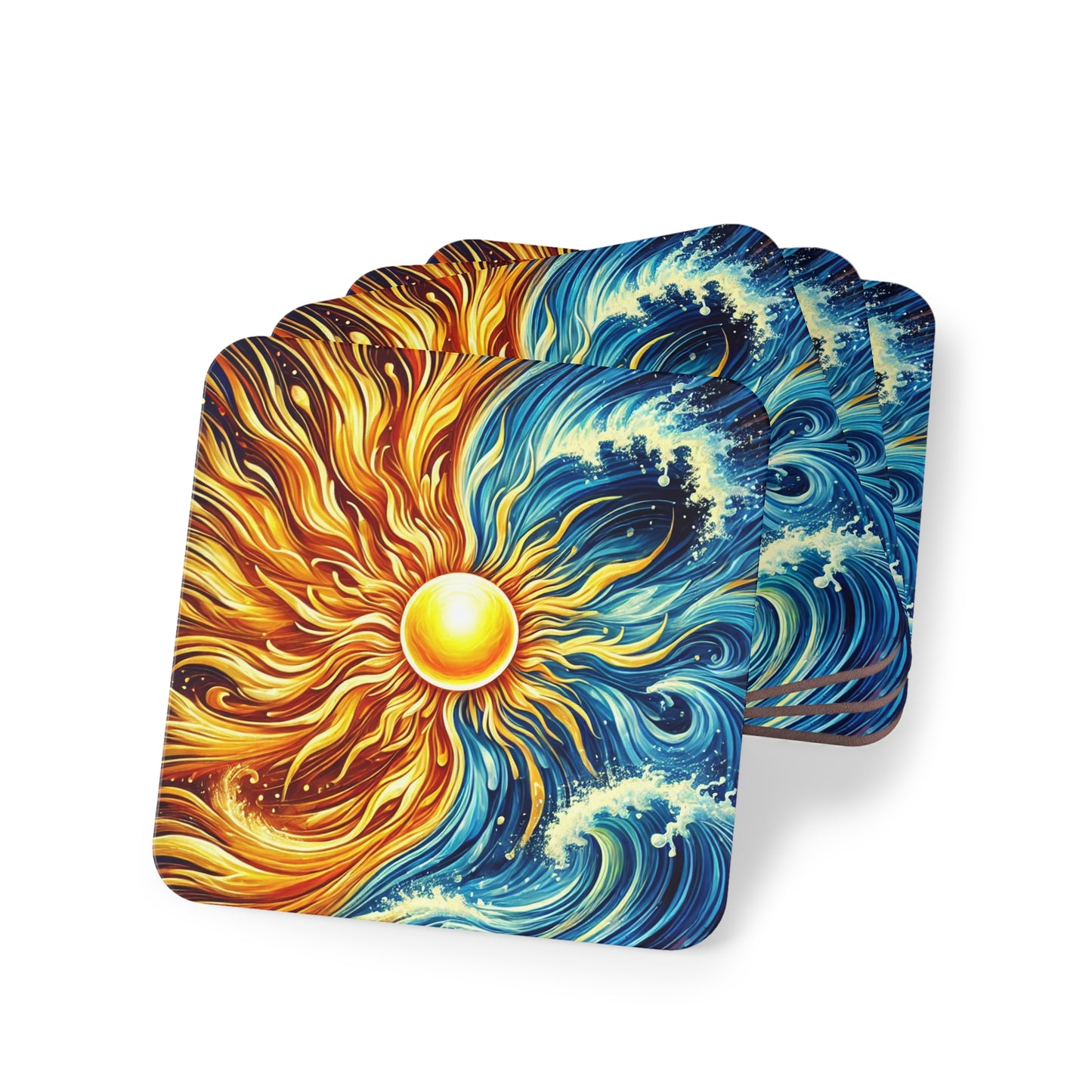 Sun Meets Ocean Cork Drink Coasters
