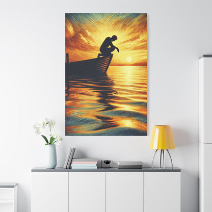 Hand Painted Canvas Wall Art Print - On The Lake