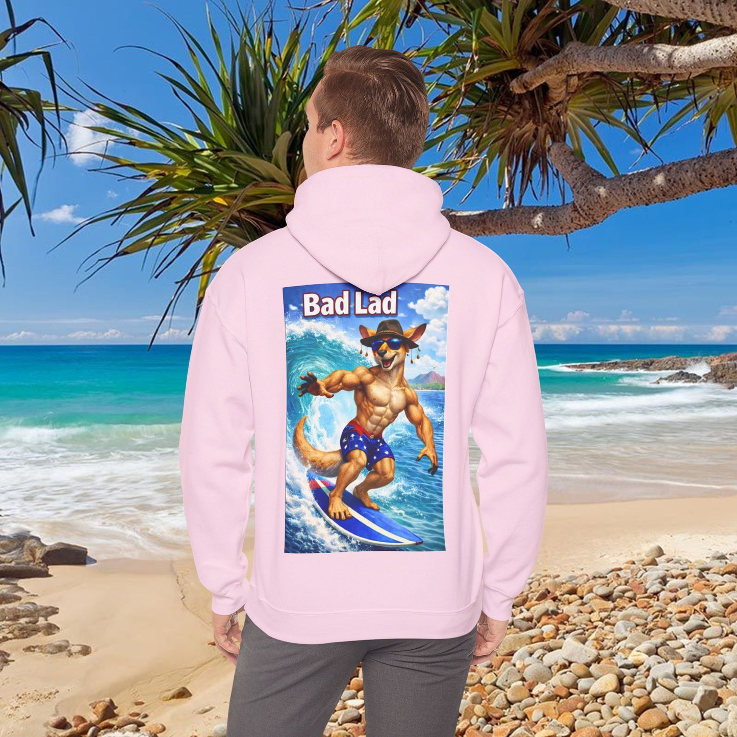 Bad Lad Oz Surfing Kangaroo Unisex Hoodie