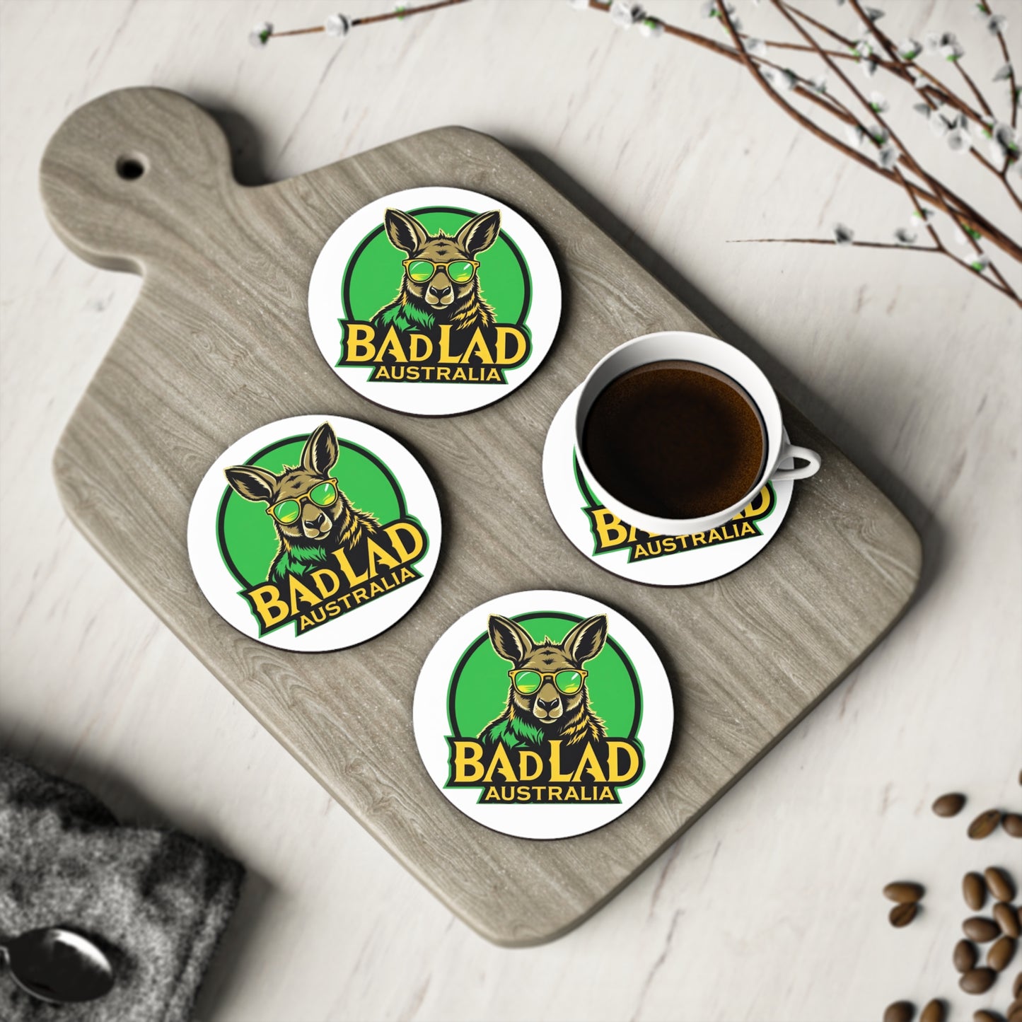 Bad Lad Bad Roo Cork Drink Coasters