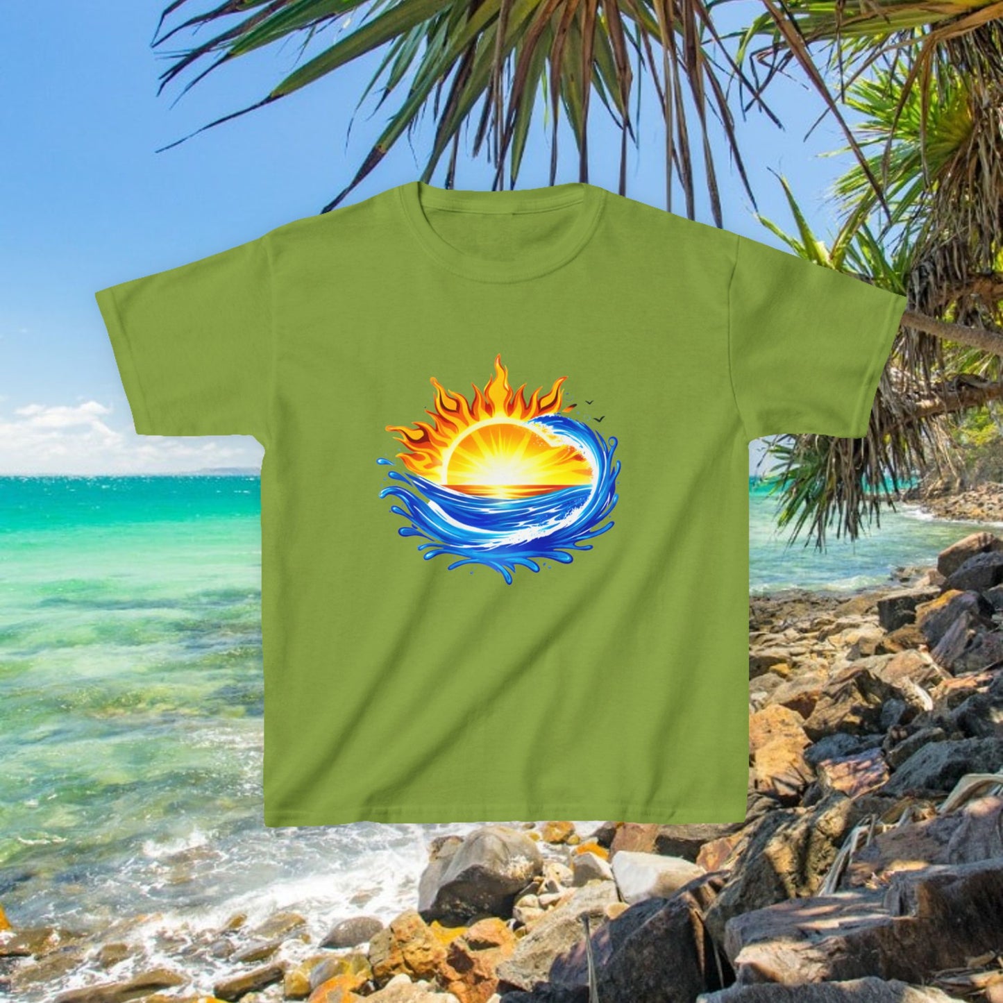 Bad Lad Australia Beach Bum Kids Unisex Tee - Fun, Aussie Pride Kids T-Shirt, featuring a Vibrant and Colourful Summer design