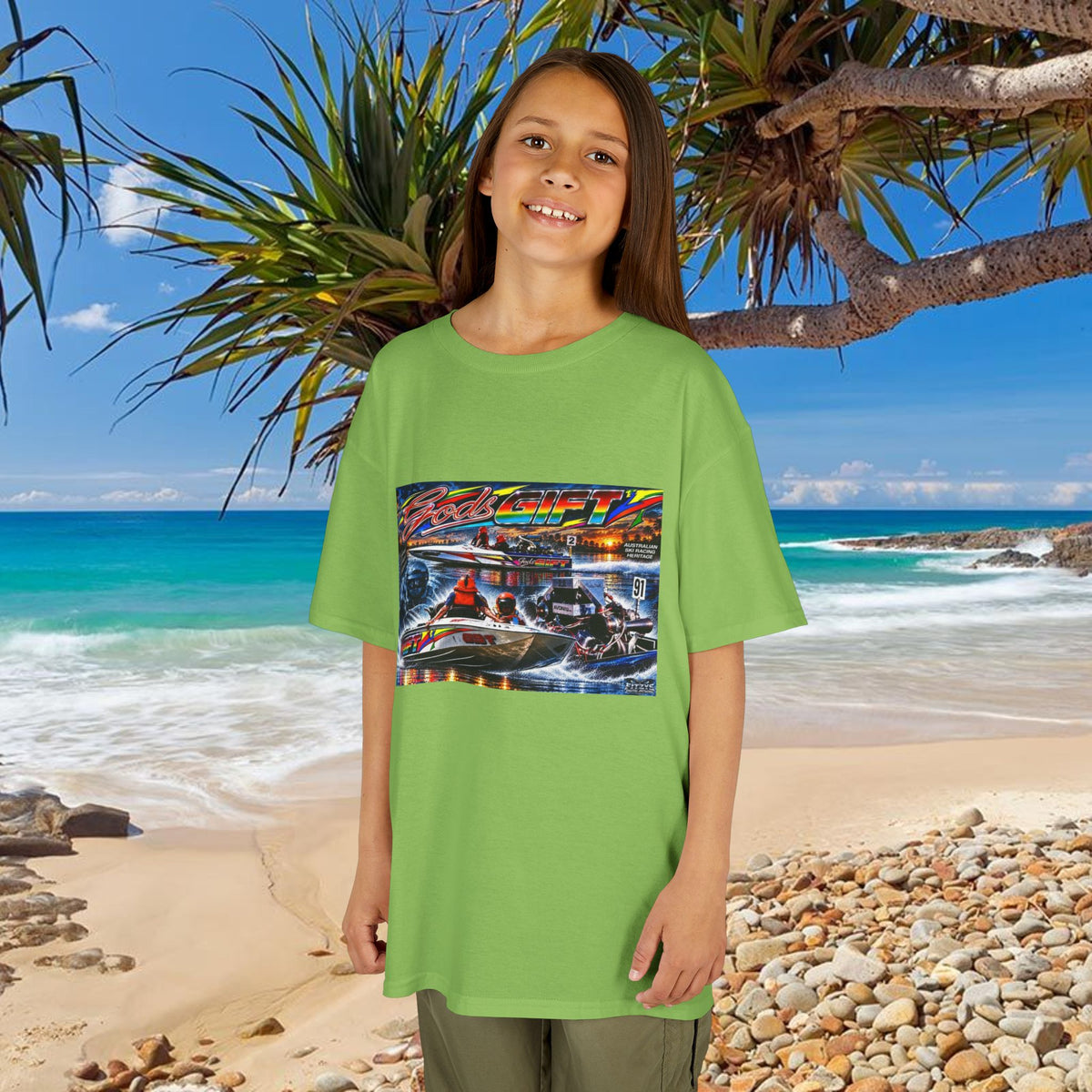 Gods Gift Kids Tribute Tshirt design is colourful and bright with some old school cool from Bad Lad Oz  A great unisex idea