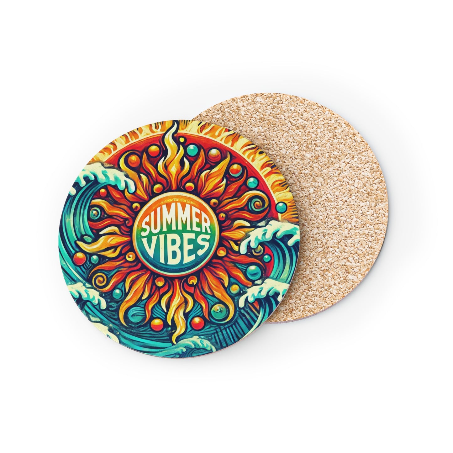 Summer Vibes Cork Drink Coasters