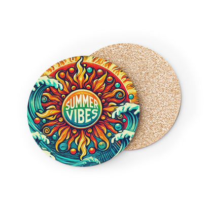 Summer Vibes Cork Drink Coasters