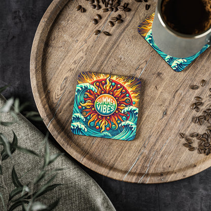 Summer Vibes Cork Drink Coasters