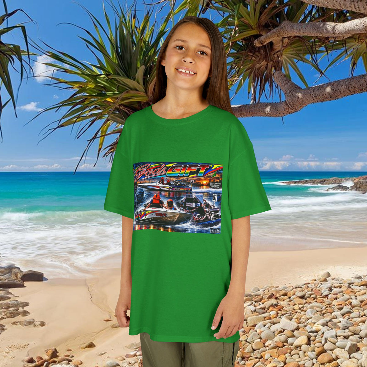Gods Gift Kids Tribute Tshirt design is colourful and bright with some old school cool from Bad Lad Oz  A great unisex idea