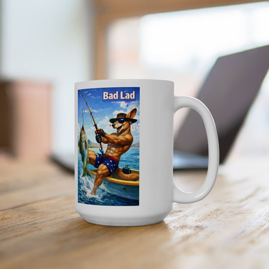 The Bad Lad Action Roo Collection Fishing Coffee Mug
