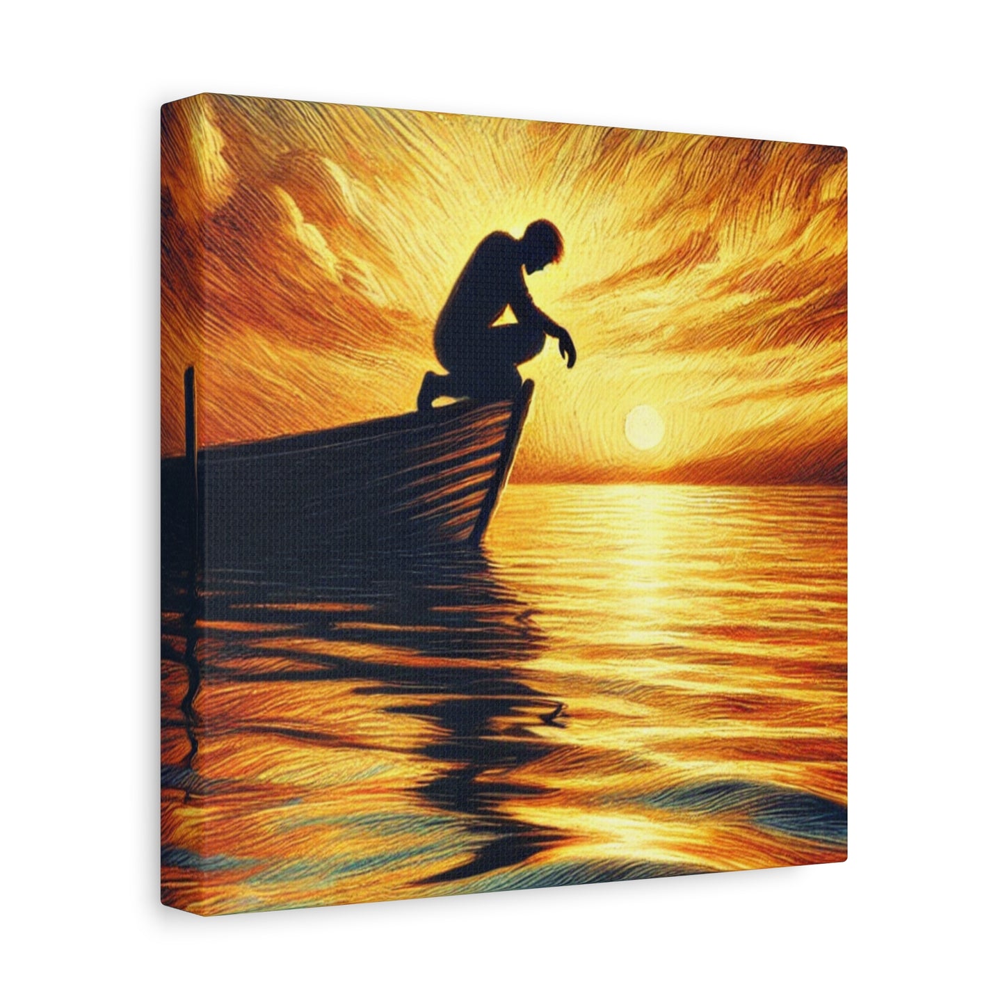 Hand Painted Canvas Wall Art Print - On The Lake