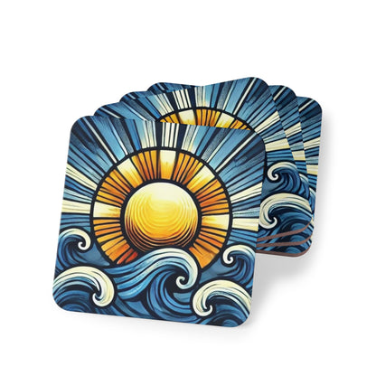 Ocean Sunrise Cork Drink Coasters