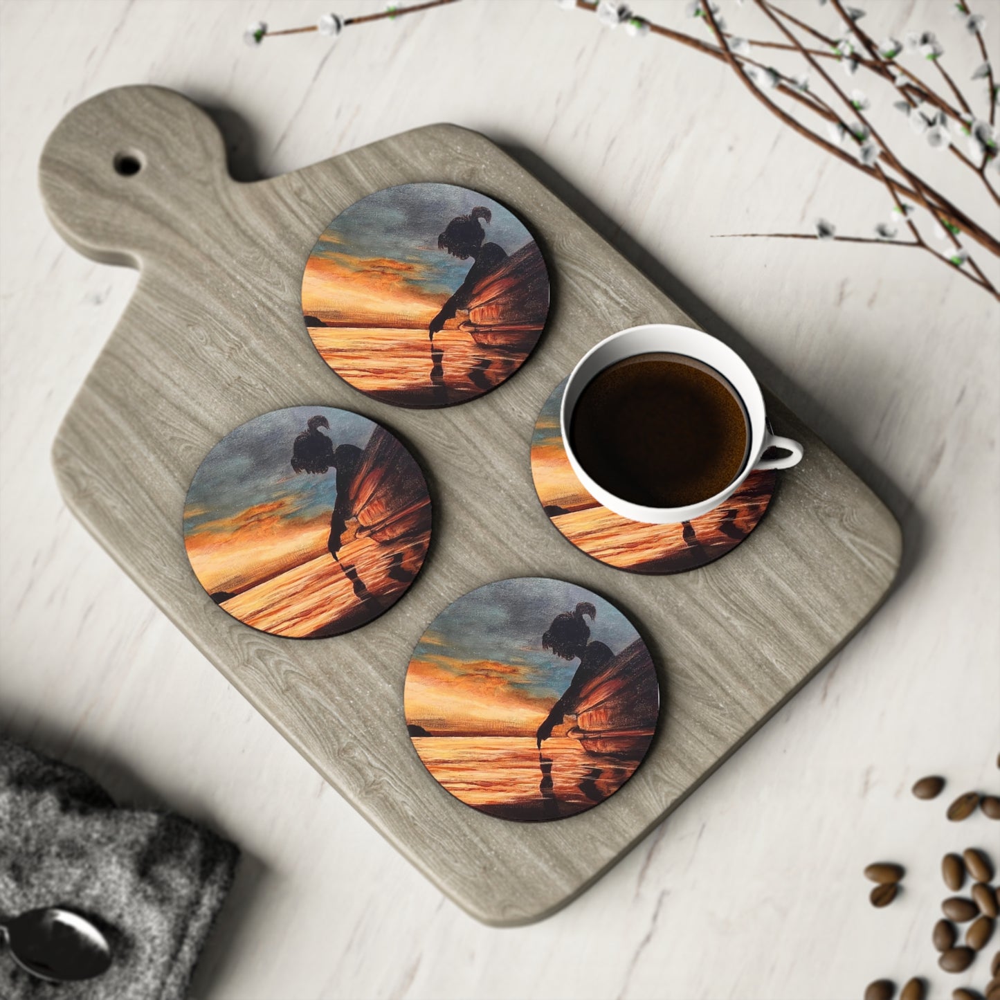 Reflection Cork Drink Coasters