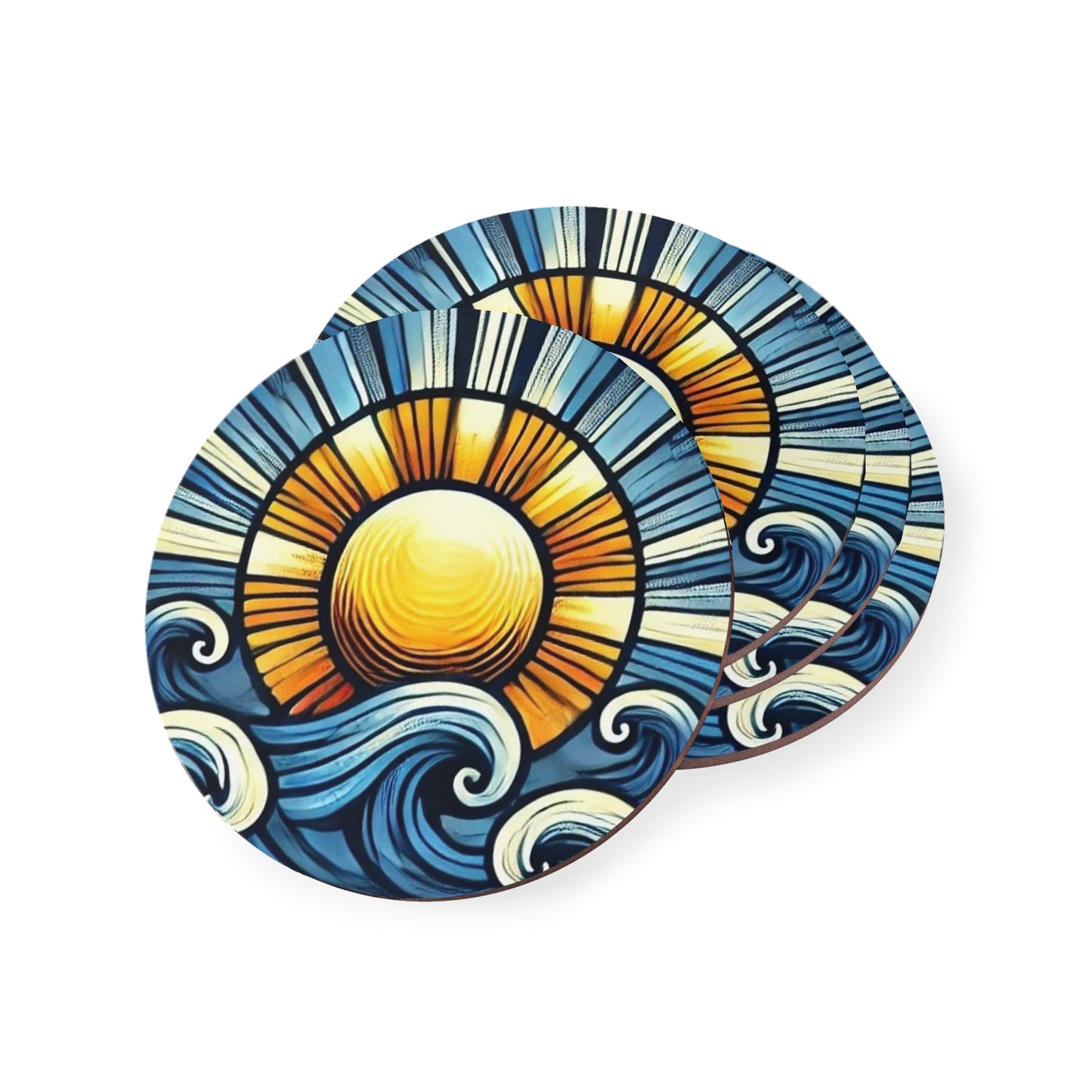 Ocean Sunrise Cork Drink Coasters