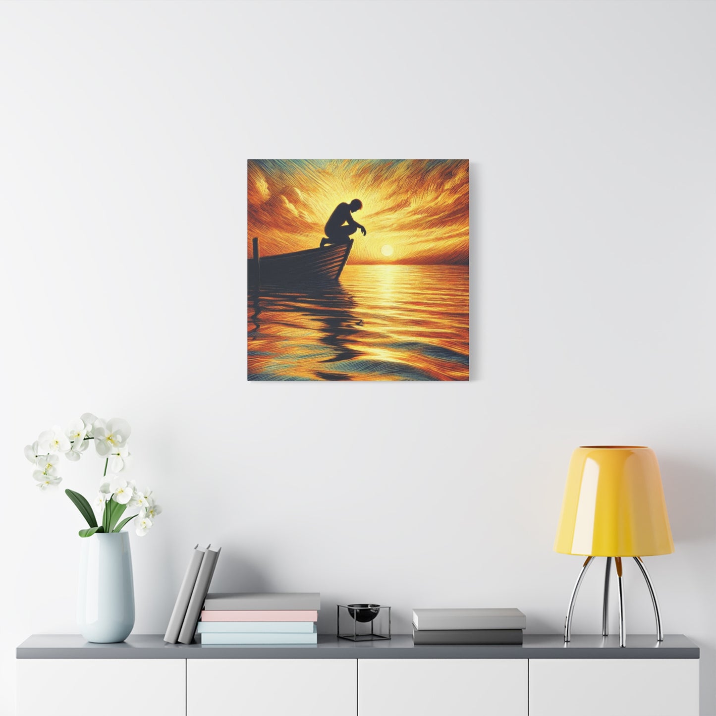 Hand Painted Canvas Wall Art Print - On The Lake