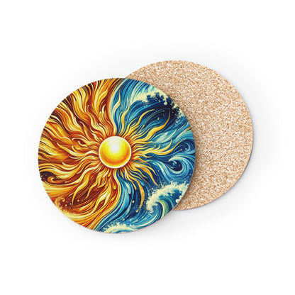 Sun Meets Ocean Cork Drink Coasters