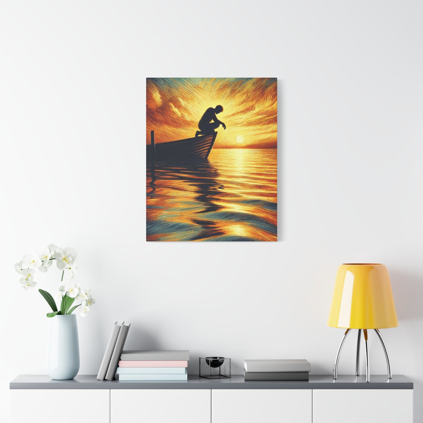 Hand Painted Canvas Wall Art Print - On The Lake