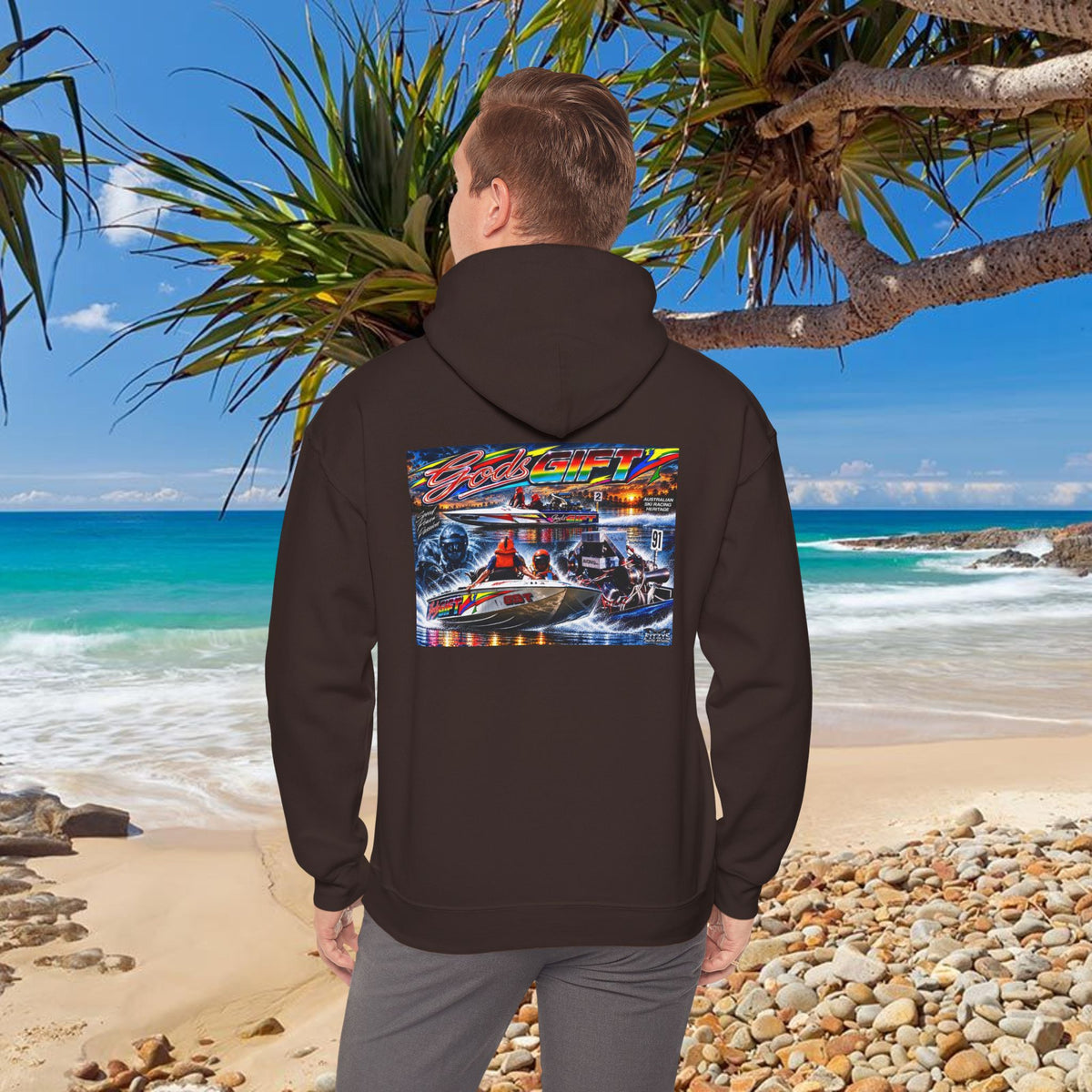 Gods Gift Tribute Hoodie Unisex Heavy Blend™ Hooded Sweatshirt Old School cool from Bad Lad Oz of the boat that changed the game Great Gift