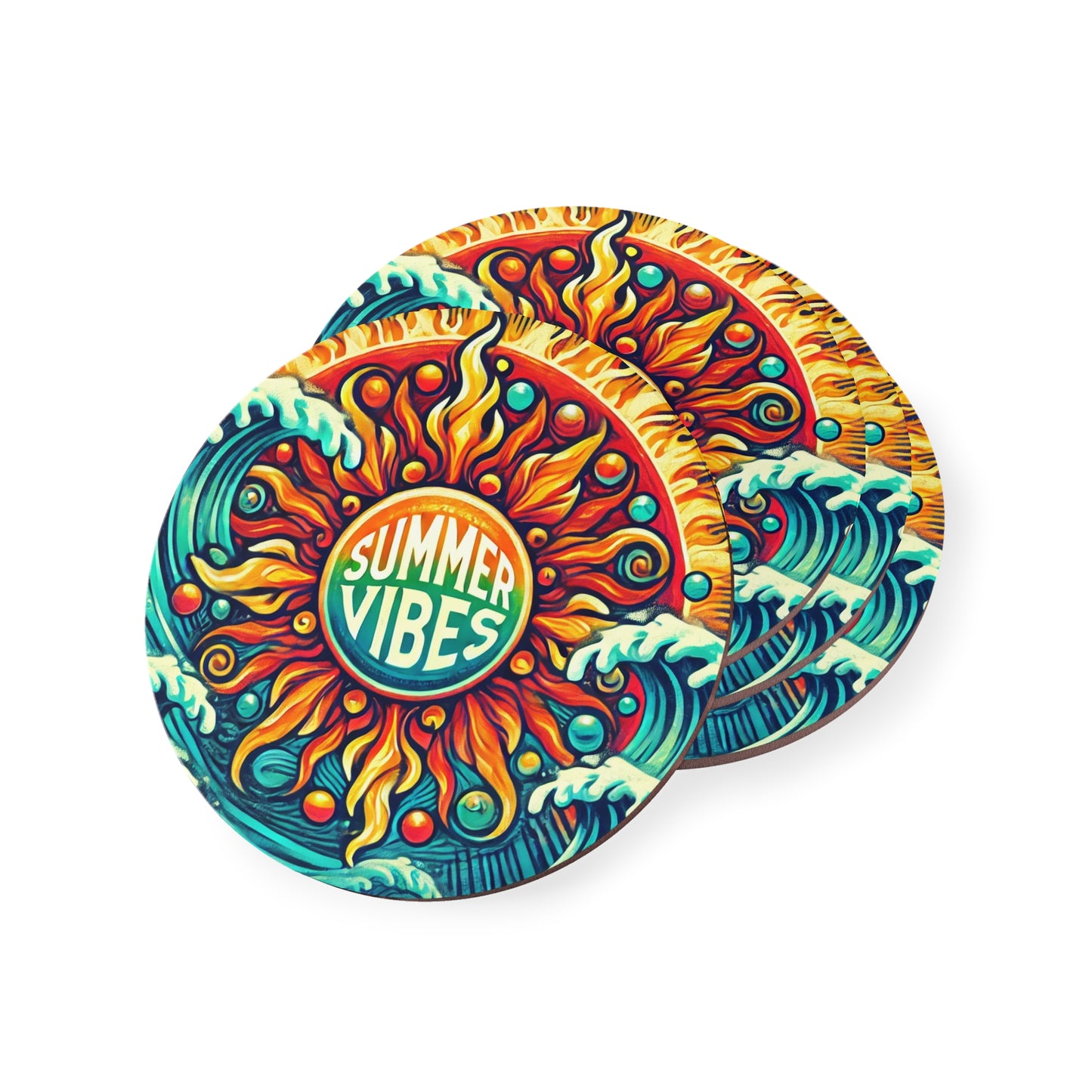 Summer Vibes Cork Drink Coasters