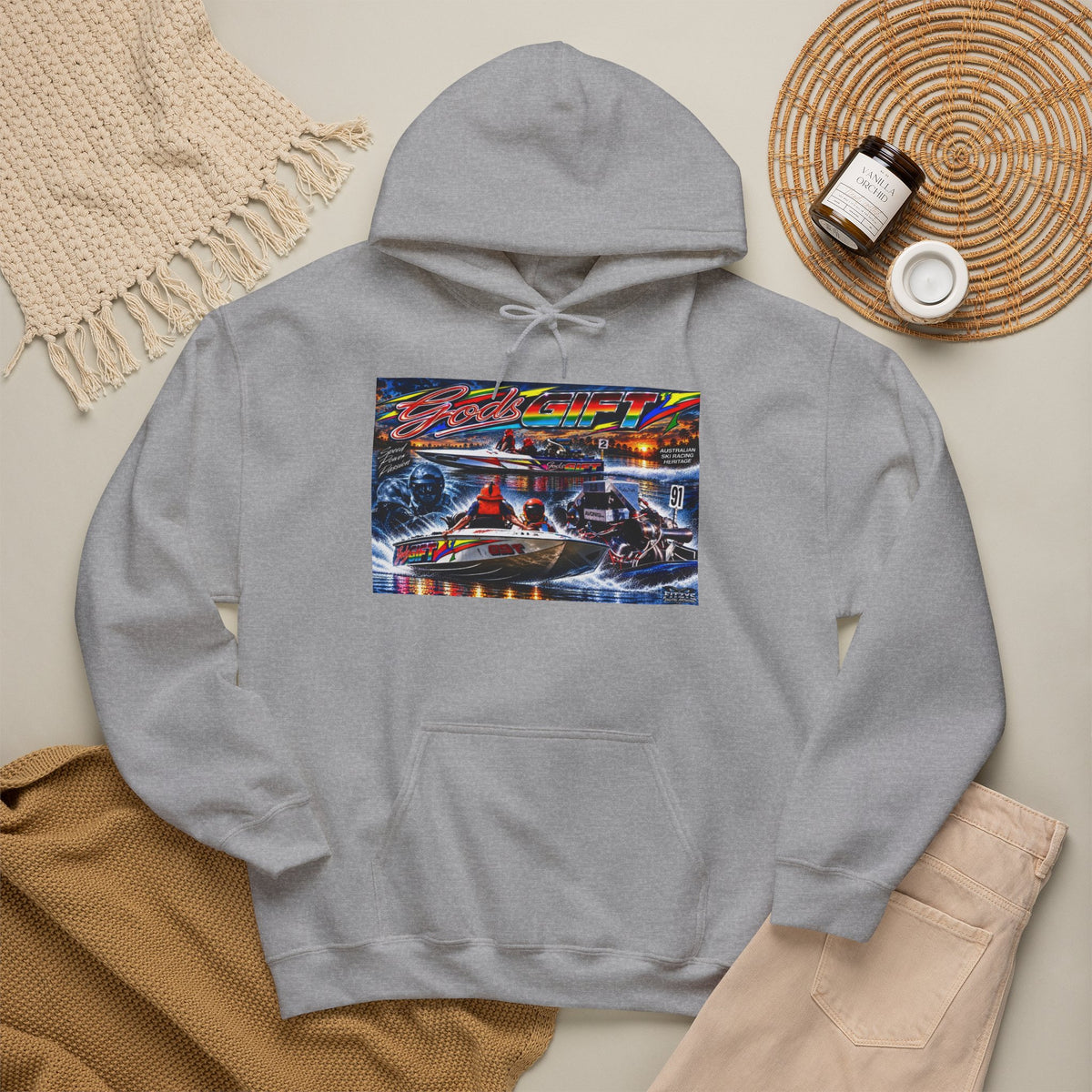 Gods Gift Tribute Hoodie Unisex Heavy Blend™ Hooded Sweatshirt Old School cool from Bad Lad Oz of the boat that changed the game Great Gift