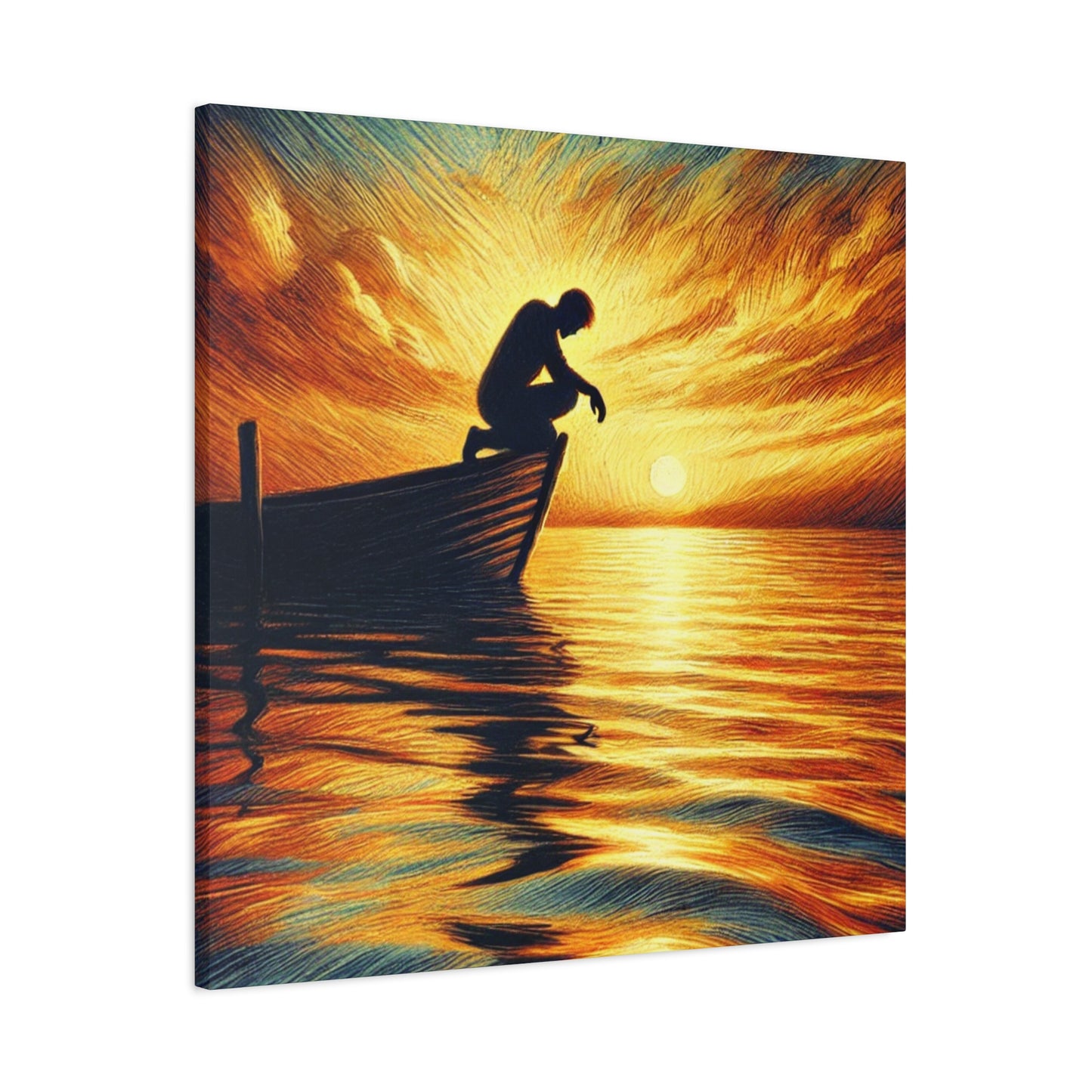 Hand Painted Canvas Wall Art Print - On The Lake