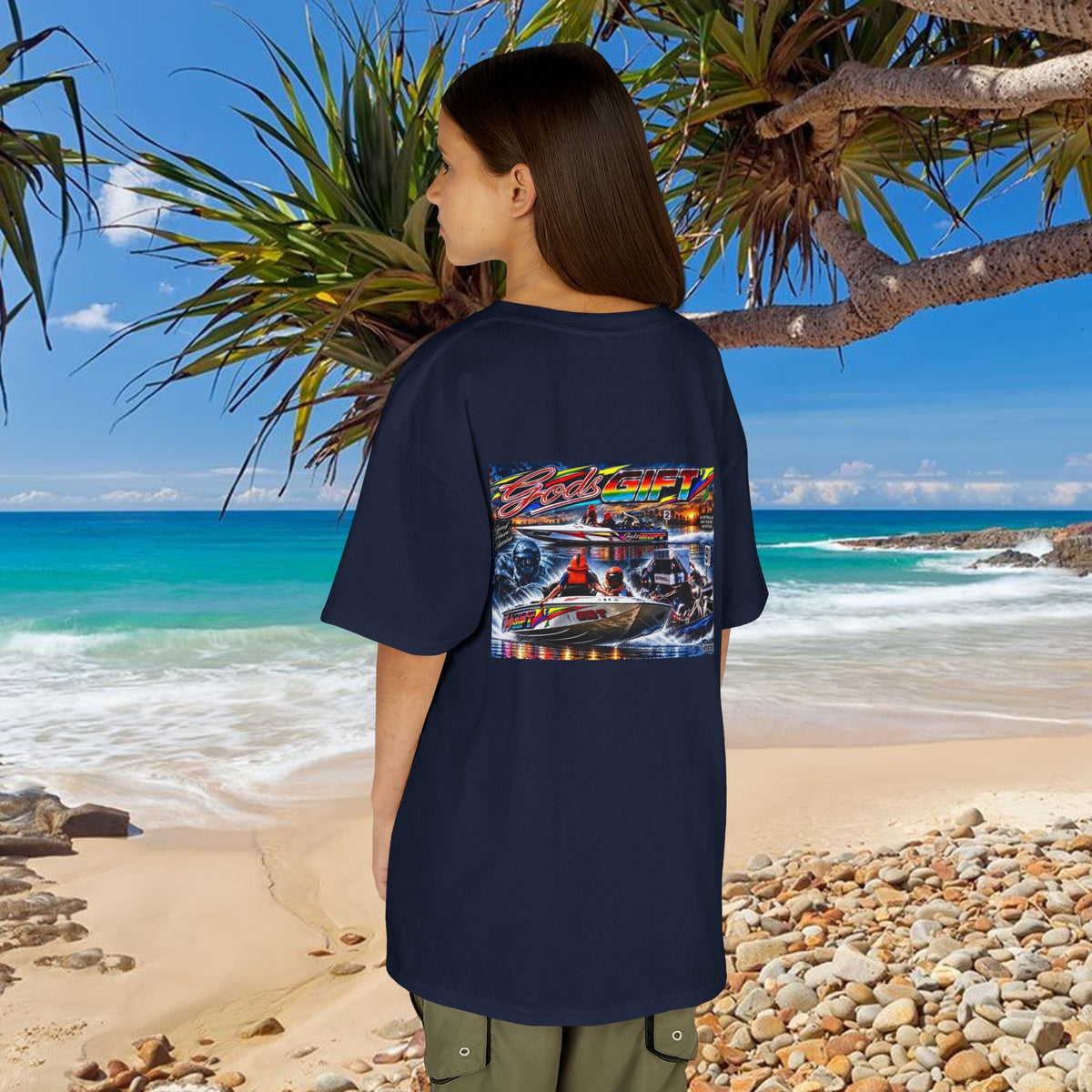 Unisex Gods Gift Kids Tribute Tshirt Reverse Print - design is colourful and bright with some old school cool from Bad Lad Oz  A great unisex idea