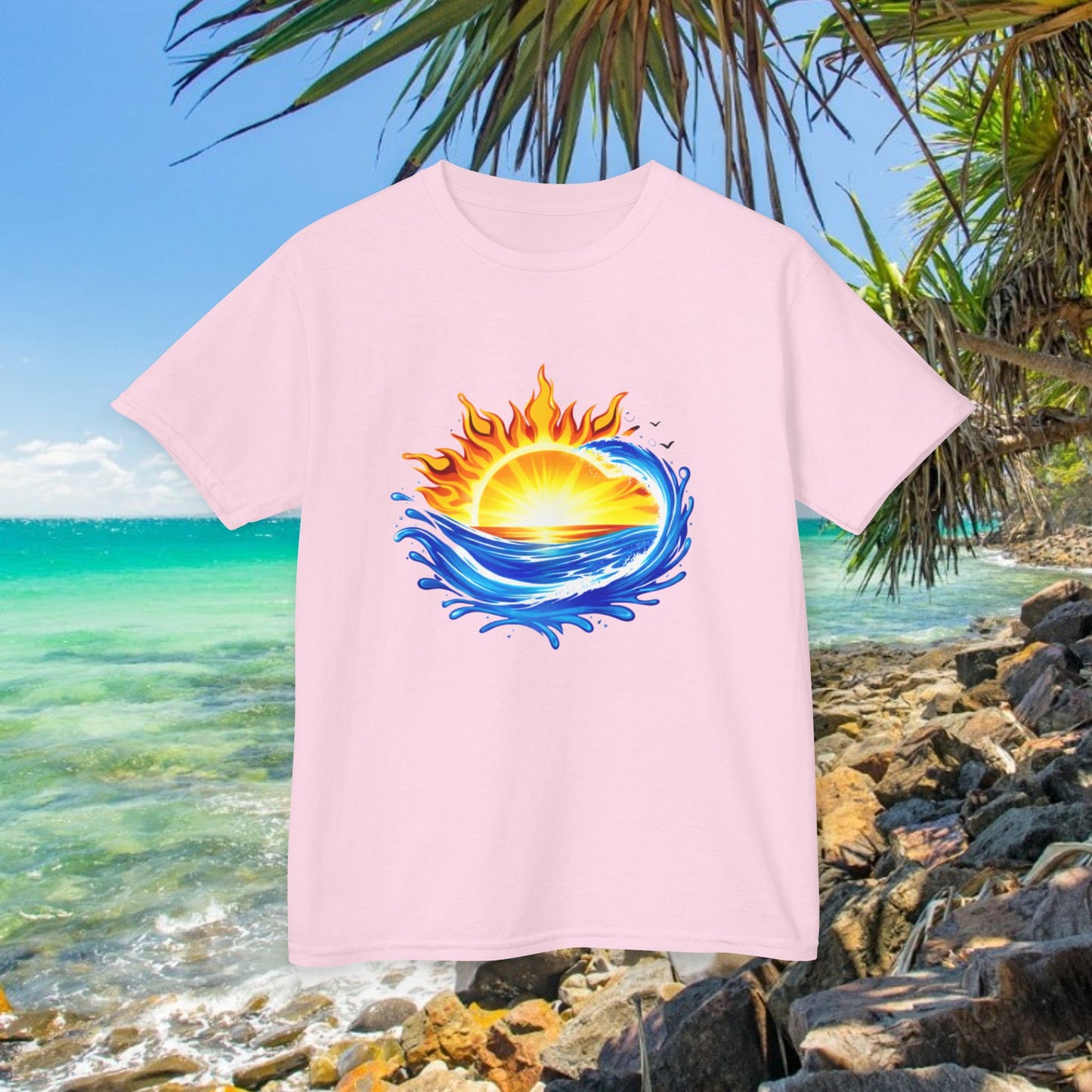Bad Lad Australia Beach Bum Kids Unisex Tee - Fun, Aussie Pride Kids T-Shirt, featuring a Vibrant and Colourful Summer design
