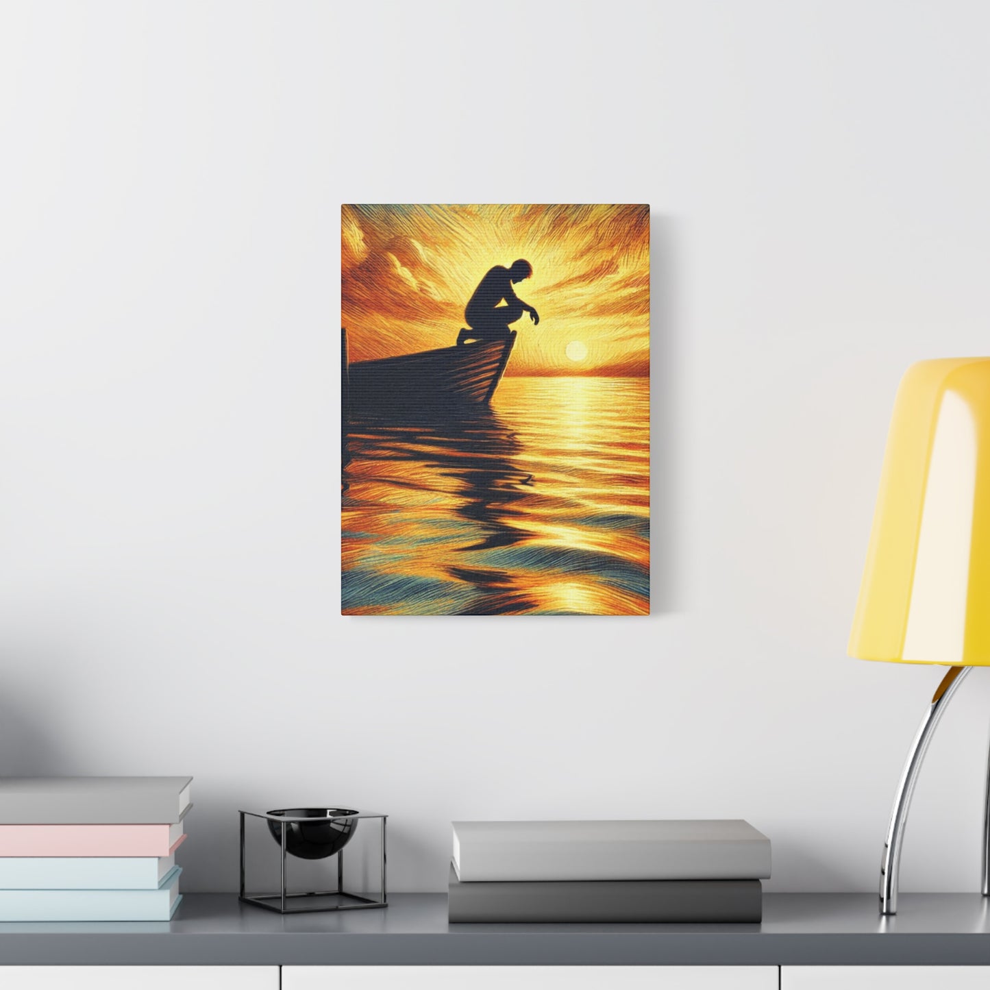 Hand Painted Canvas Wall Art Print - On The Lake