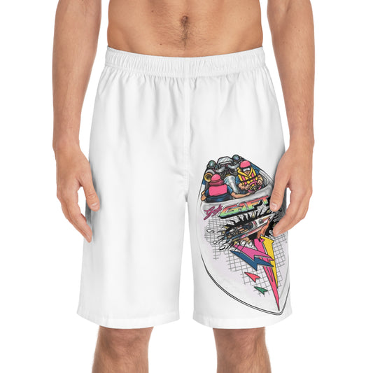 Men's Board Shorts — Retro 'Gods Gift' Lightning Graphic
