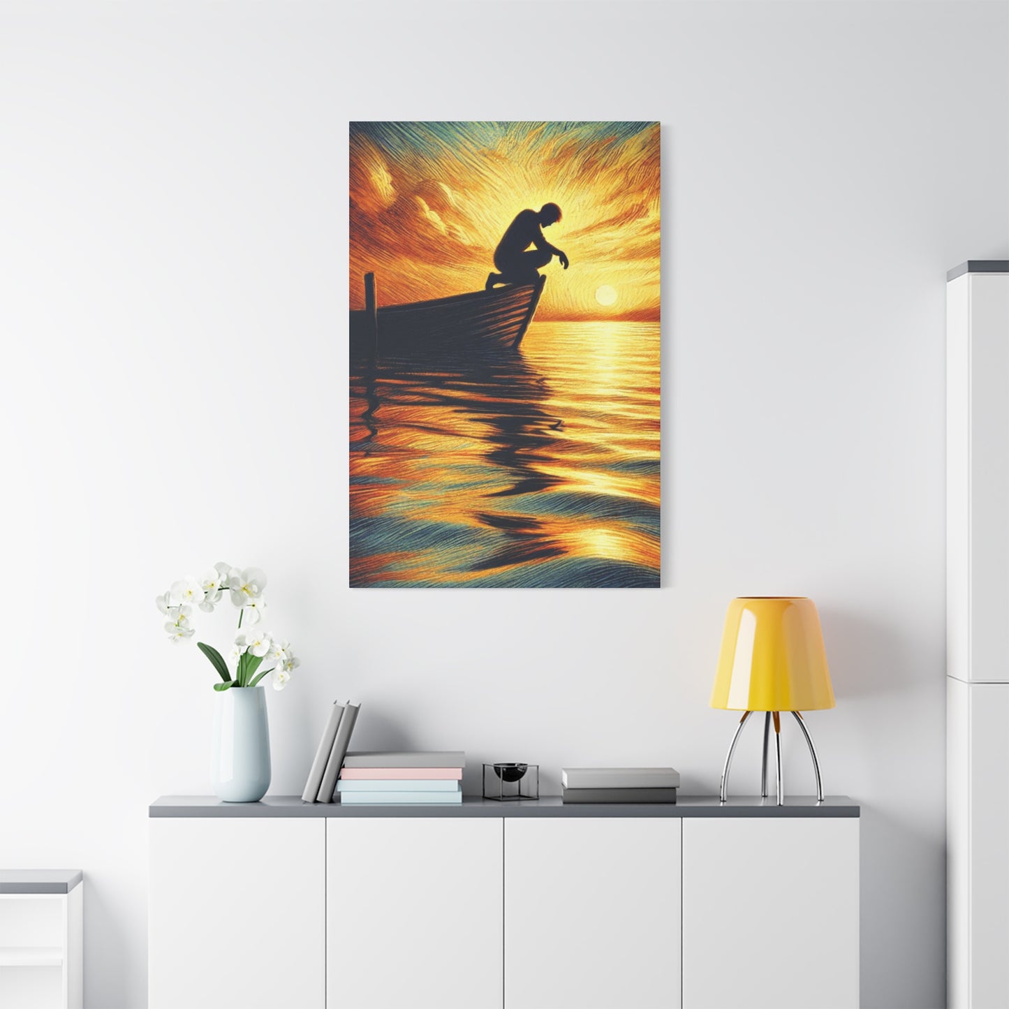 Hand Painted Canvas Wall Art Print - On The Lake