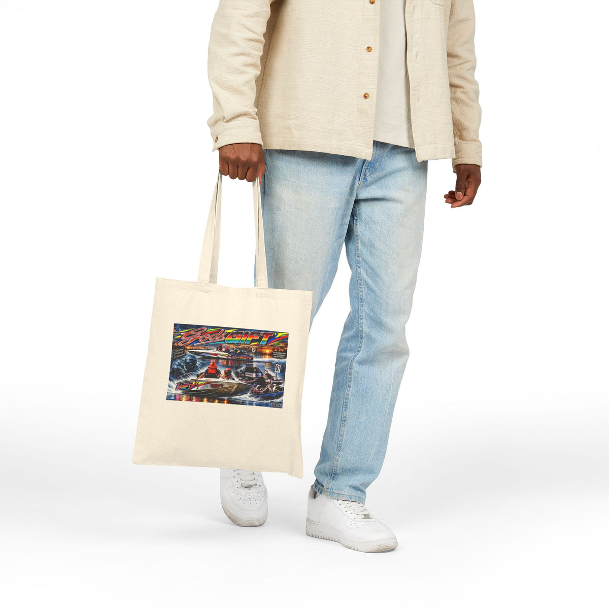 Gods Gift Canvas Tote Bag is a vivid and wild Tribute colour printed Bag with Dual Sided Printing to choose from