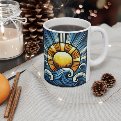 Bad Lad Oz Ocean Sun Waves Coffee Cup