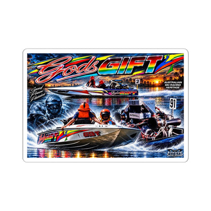 Gods Gift Tribute Stickers in a range of sizes The hottest designs of the iconic game changing boat Great for Gifts or for you