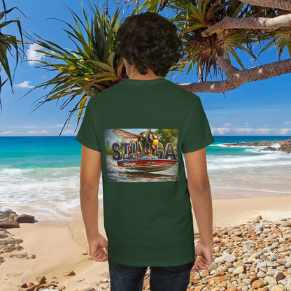 STINGA Australian Water Ski Racing Tribute T-shirt celebrating the incredible success of the Connelly known as a LEGEND in ski racing