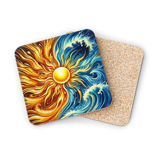 Sun Meets Ocean Cork Drink Coasters