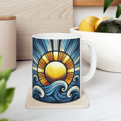 Bad Lad Oz Ocean Sun Waves Coffee Cup