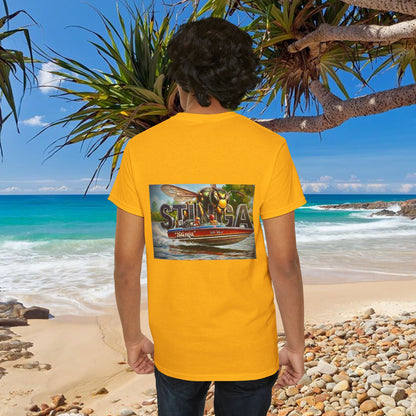 STINGA Australian Water Ski Racing Tribute T-shirt celebrating the incredible success of the Connelly known as a LEGEND in ski racing