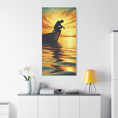 Hand Painted Canvas Wall Art Print - On The Lake