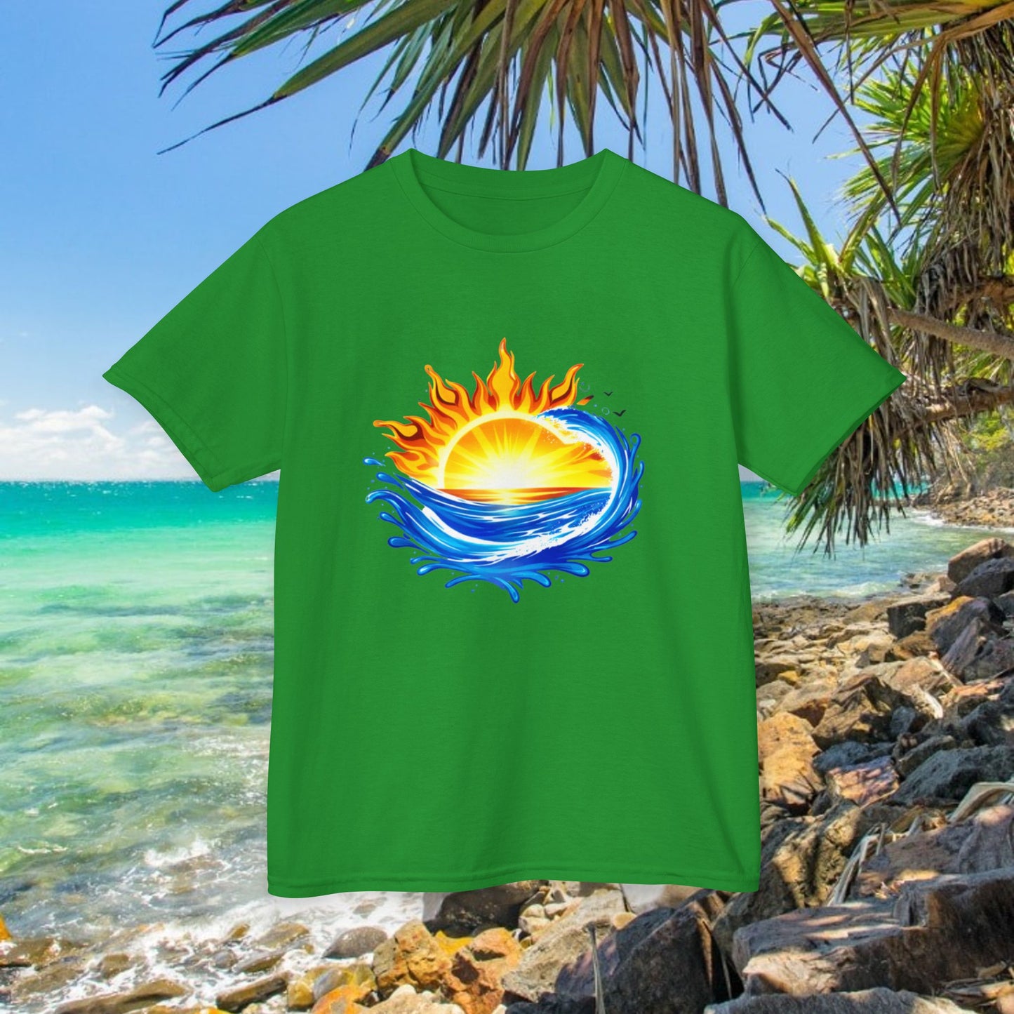 Bad Lad Australia Beach Bum Kids Unisex Tee - Fun, Aussie Pride Kids T-Shirt, featuring a Vibrant and Colourful Summer design