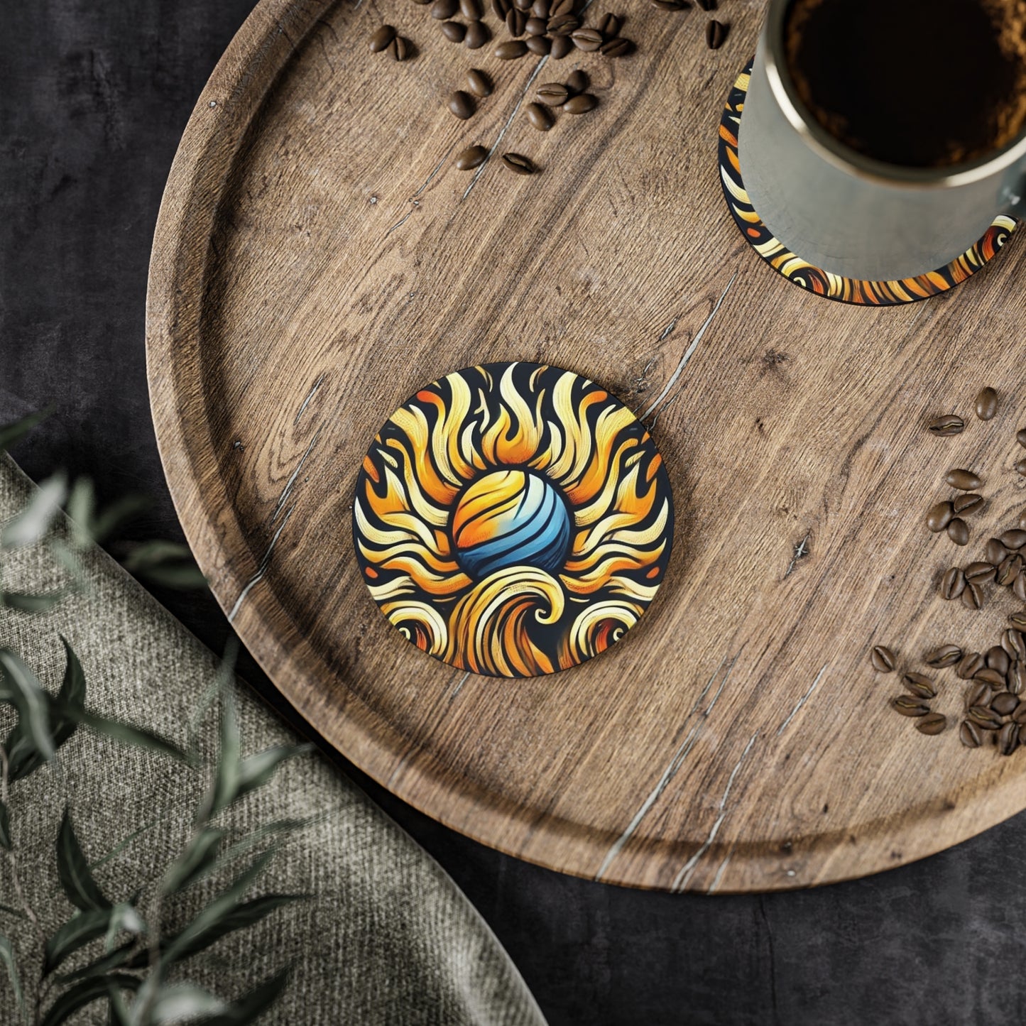 Flare Sun Cork Drink Coasters