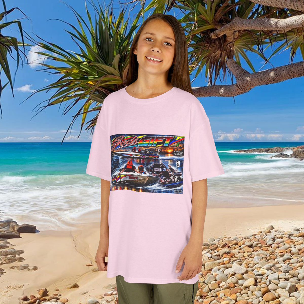 Gods Gift Kids Tribute Tshirt design is colourful and bright with some old school cool from Bad Lad Oz  A great unisex idea