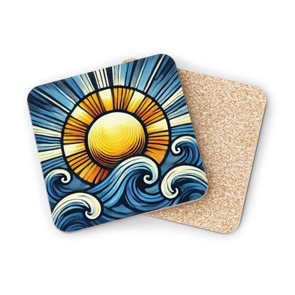 Ocean Sunrise Cork Drink Coasters