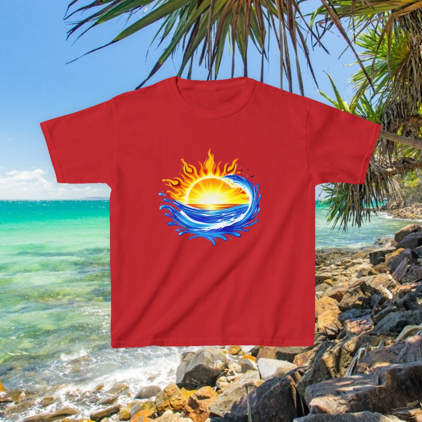 Bad Lad Australia Beach Bum Kids Unisex Tee - Fun, Aussie Pride Kids T-Shirt, featuring a Vibrant and Colourful Summer design