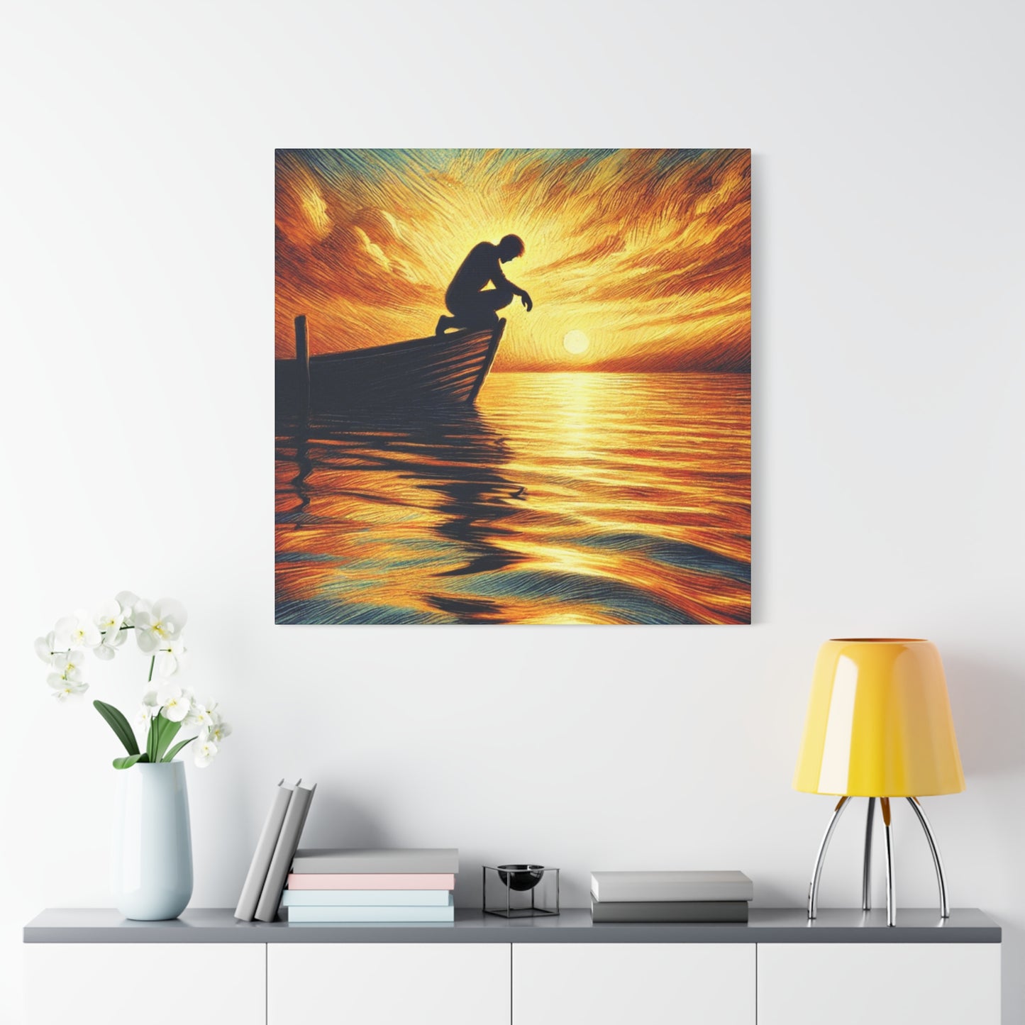 Hand Painted Canvas Wall Art Print - On The Lake